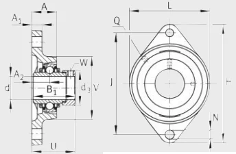Двухболтовый фланцевый подшипниковый узел LCJT45-XL INA