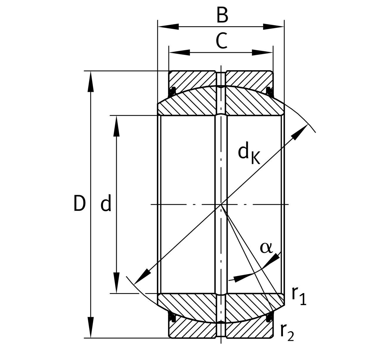 Сферический подшипник скольжения GE40-DO-2RS INA