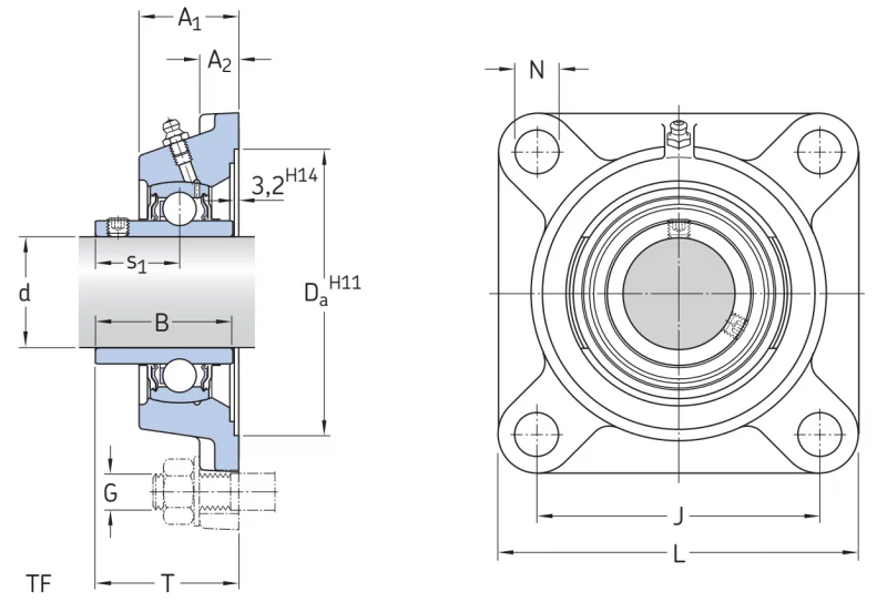 Фланцевый корпусный узел для комбайнов FY1.1/8TF SKF