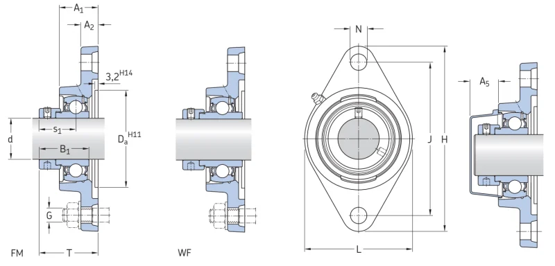 Фланцевый корпусный узел для комбайнов FYTB40WF SKF