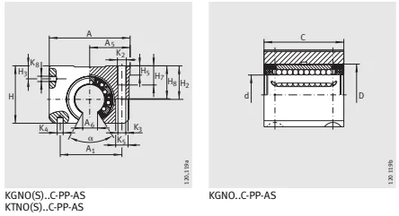 Линейный шарикоподшипник и корпусный узл KGNO 20 C-PP-AS INA