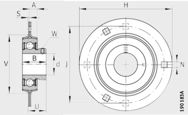 Трехболтовый и четерехболтовый фланцевый подшипниковый узел RAY20-XL INA
