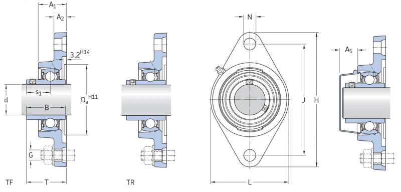 Фланцевый корпусный узел для комбайнов FYTB45TF SKF