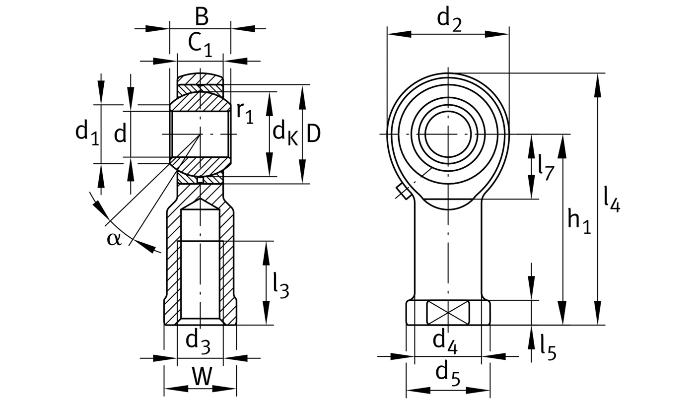 Шарнирные головки GIKR25-PB INA