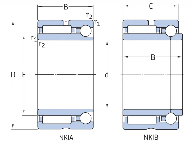 Однорядный радиально-упорный шариковый подшипник NKIA59/22 SKF