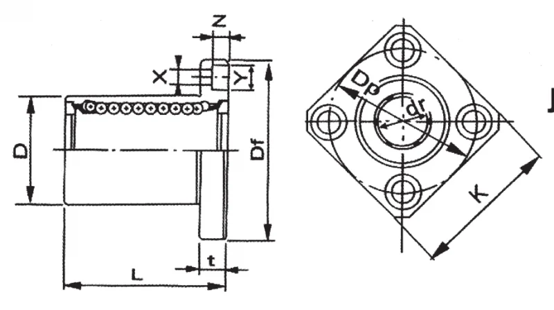 Подшипник скольжения линейного перемещения LMK 12 FBJ