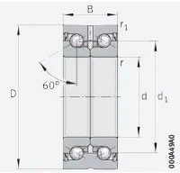 Однорядный радиально-упорный шариковый подшипник ZKLN3572-2RS-PE INA