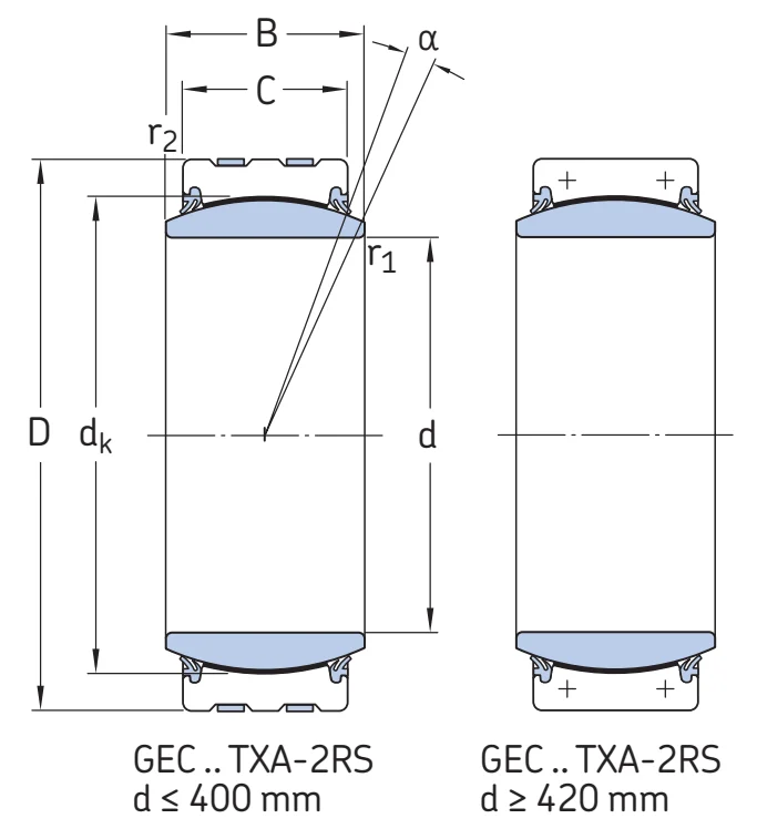 Необслуживаемый радиальный сферический подшипник скольжения GEC 670 TXA-2RS SKF