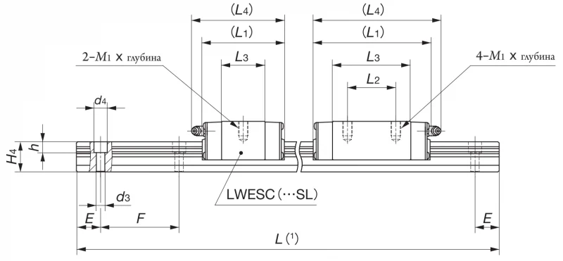 Шариковый подшипник линейного перемещения LWESG 25 С1TCS2 IKO — изображение 2
