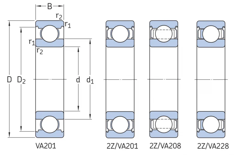 Однорядный радиальный шариковый подшипник 6205-2Z/VA228 SKF