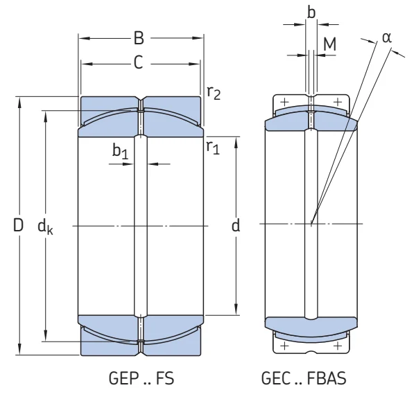 Необслуживаемый радиальный сферический подшипник скольжения GEP 710 FS SKF