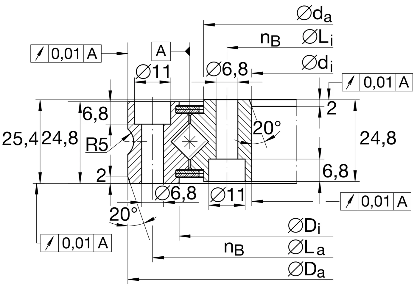 Специальный подшипник XSU080168 INA