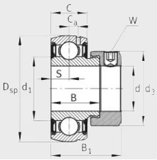 Шариковый радиальный подшипник SUG205 INA