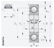 Шариковый подшипник с четырехточечным контактом QJ1032-N2-MPA INA