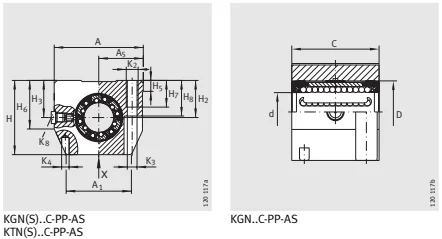 Линейный шарикоподшипник и корпусный узл KGN 12 C-PP-AS INA